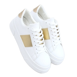Sneakers suola alta bianca e oro LA133P Gold bianco d'oro