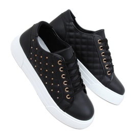 Sneakers nere da donna con borchie LA124P Black nero