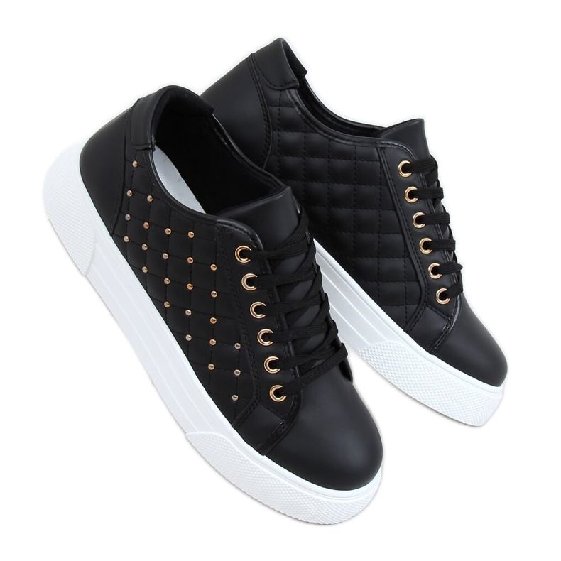 Sneakers nere da donna con borchie LA124P Black nero