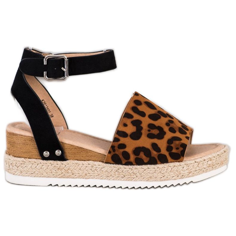 Kylie Sandali con zeppa con stampa leopardata marrone nero