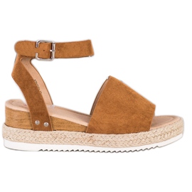 Kylie Sandali con zeppa color cammello marrone