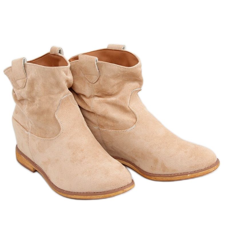 Stivali beige su zeppa nascosta B0-515 Khaki cachi