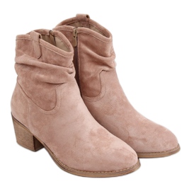 Stivaletti con tacco basso beige e rosa Z1165 Khaki cachi