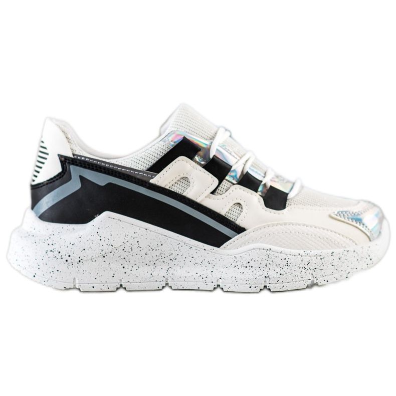 SHELOVET Sneakers Con Plateau Decorativo bianca nero d'argento grigio