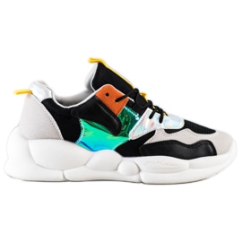 Bestelle Scarpe da ginnastica sulla piattaforma della moda nero argento grigio multicolore