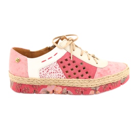 Scarpe da donna in pelle Maciejka Coral 03339-43 bianca rosso rosa multicolore