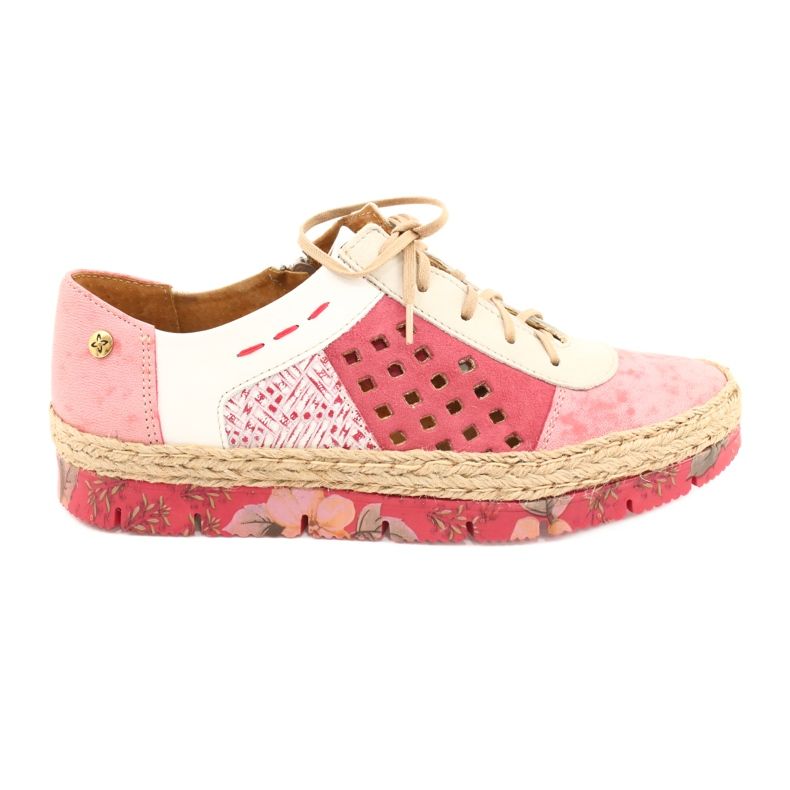 Scarpe da donna in pelle Maciejka Coral 03339-43 bianco rosso rosa multicolore