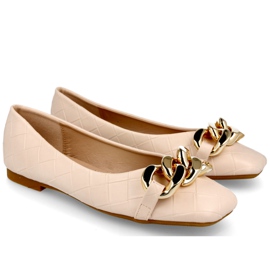 PS1 Eleganti ballerine trapuntate con catena Coco beige