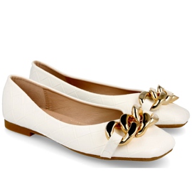 PS1 Eleganti ballerine trapuntate con catena Coco bianca