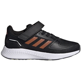 Adidas Runfalcon 2.0 scarpe da bambino nere e arancioni FZ0116 nero