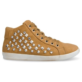 Sneakers alte 8870 cammello con paillettes marrone giallo