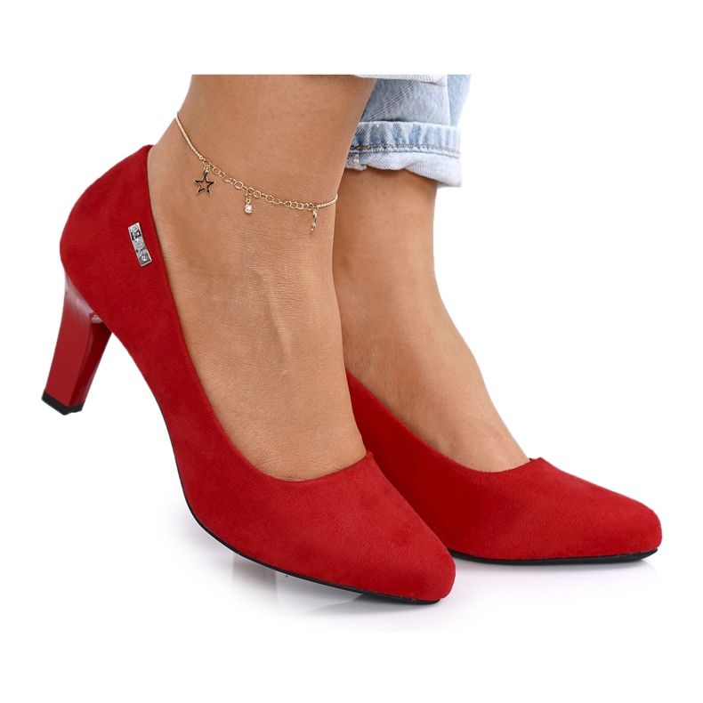 PJ1 Décolleté classiche su tacco Eleanor in pelle scamosciata rossa rosso