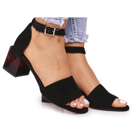 Sandali con tacco alto in camoscio Laura Messi 2285 Nero