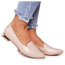 Mocassini da donna con tacco dorati Laura Messi 2013 Beige