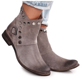 Stivali da donna in pelle scamosciata con fibbia Exquisite 1198 Cappuccino marrone