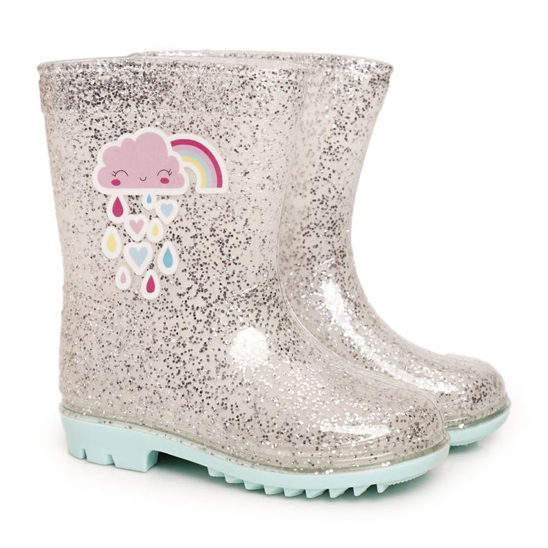 Galosce di broccato per bambini con nuvola d'argento beige