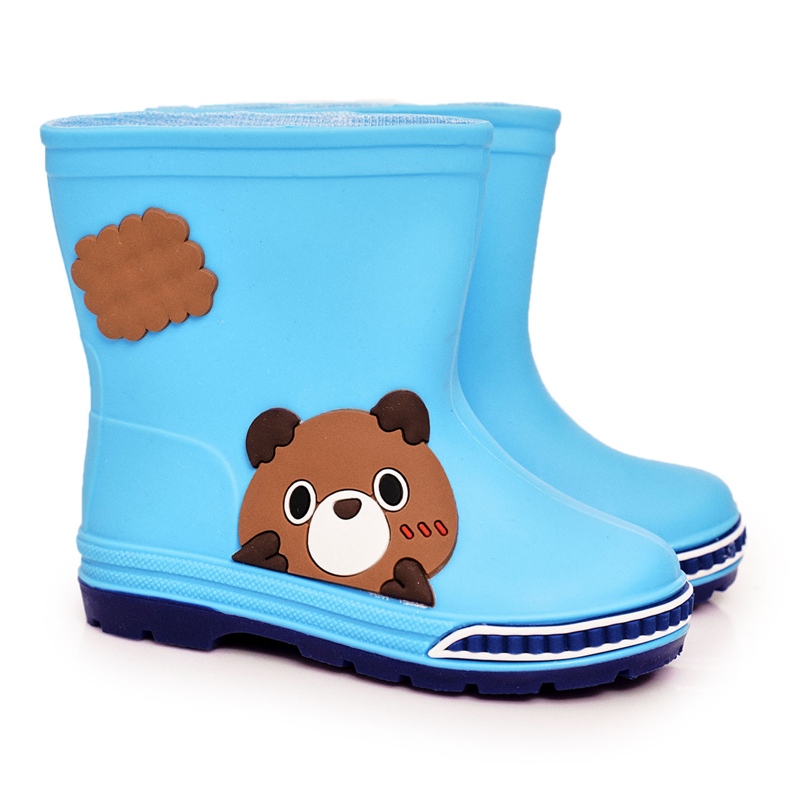 Stivali da pioggia per bambini con orsacchiotto azzurro blu