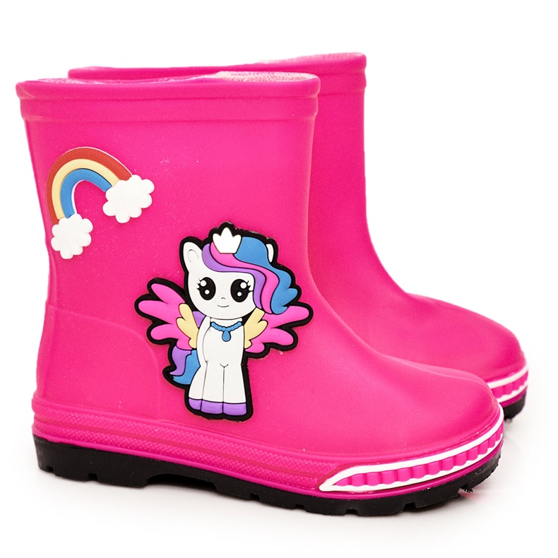 Galosce per bambini con pony fucsia rosa