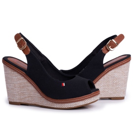 PS1 Sandali con zeppa intrecciati neri di Tommy nero