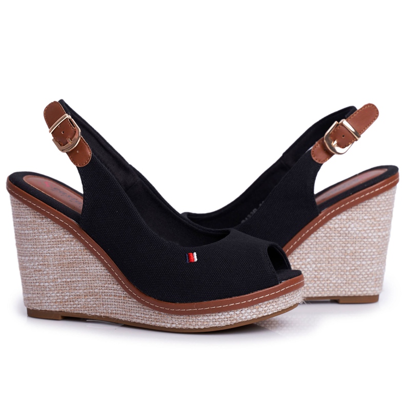 PS1 Sandali con zeppa intrecciati neri di Tommy nero