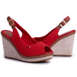PS1 Sandali con zeppa intrecciati rossi Tommy rosso