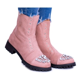 Lu Boo Stivaletti Donna con Cubic Zirconia Rosa Cipria Carrie