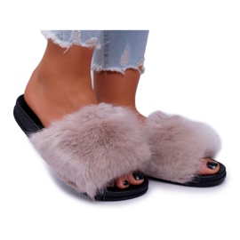 SEA Pantofole Beige da Donna con Pelliccia NiceFur grigio