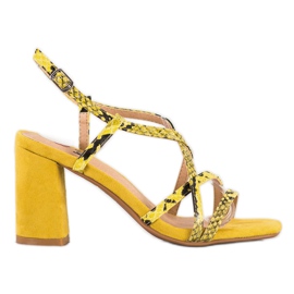 Kylie Sandali con stampa serpente giallo