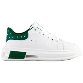 SHELOVET Sneakers Con Borchie bianca verde