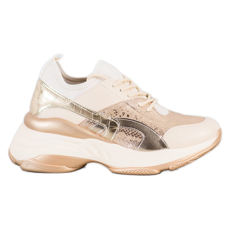 Bestelle Sneakers alla moda sulla piattaforma beige d'oro