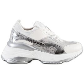 Bestelle Sneakers alla moda sulla piattaforma bianca d'argento grigio