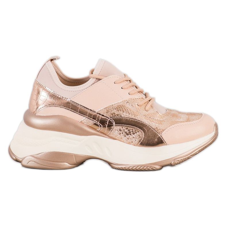 Bestelle Sneakers alla moda sulla piattaforma rosa d'oro