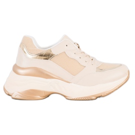 SHELOVET Scarpe da ginnastica dorate alla moda beige d'oro