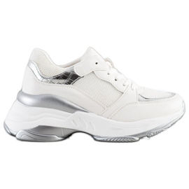 SHELOVET Sneakers BIANCHE E ARGENTO alla moda bianco