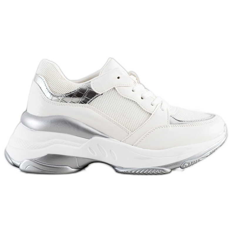 SHELOVET Sneakers BIANCHE E ARGENTO alla moda bianca d'argento