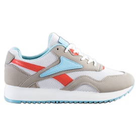 SHELOVET Scarpe sportive con rete bianca blu arancia grigio
