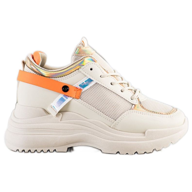 Marquiz Scarpe da ginnastica con zeppa beige arancia d'oro