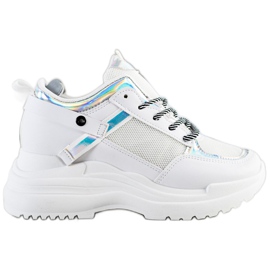 Marquiz Scarpe da ginnastica con zeppa bianco argento