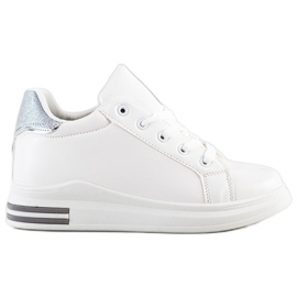 Diamantique Sneakers Con Zeppa Con Glitter bianca d'argento