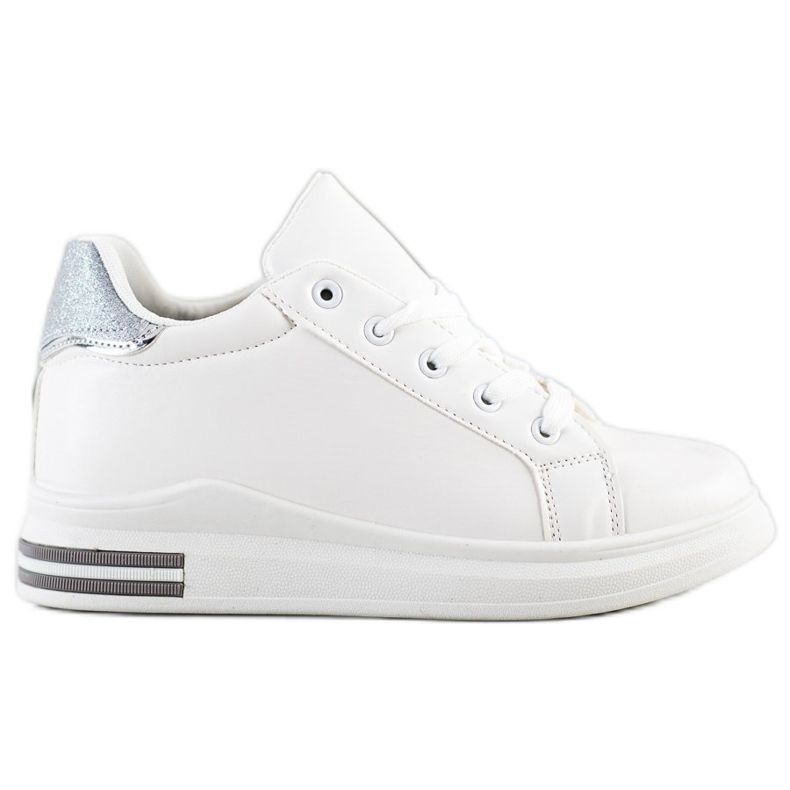 Diamantique Sneakers Con Zeppa Con Glitter bianca d'argento