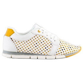 Kylie Sneakers traforate bianche e gialle bianca giallo