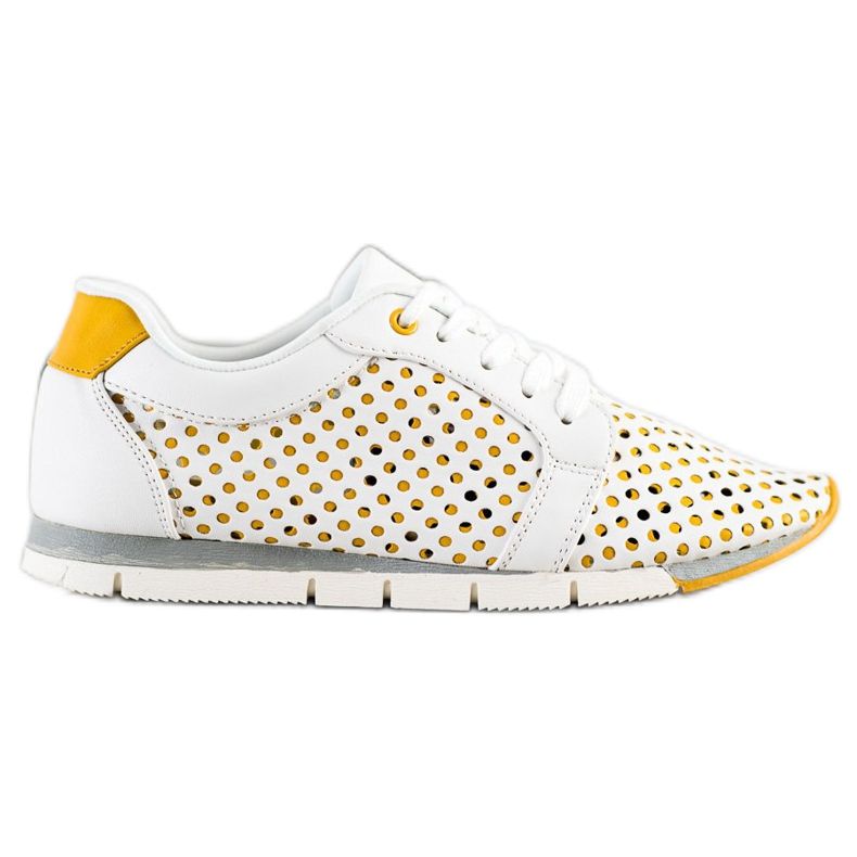 Kylie Sneakers traforate bianche e gialle bianca giallo