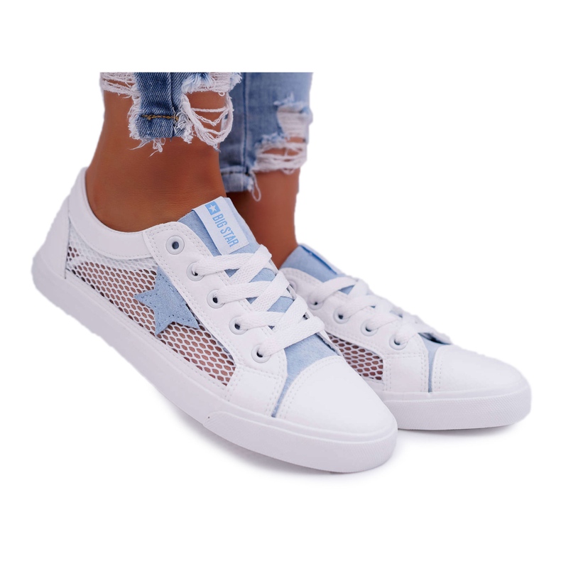 Sneakers Donna Con Rete Big Star DD274689 Bianco-Blu bianca