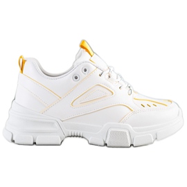 SHELOVET Scarpe da ginnastica bianche alla moda bianca giallo