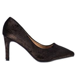 Kylie Eleganti tacchi in pelle scamosciata nero d'oro