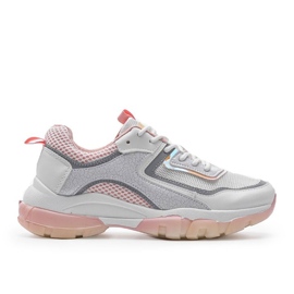 Sneakers sportive bianche e rosa 9796 bianca grigio d'oro