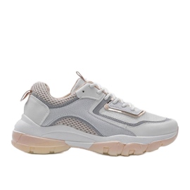 Sneakers sportive bianche e beige 9796 grigio d'oro