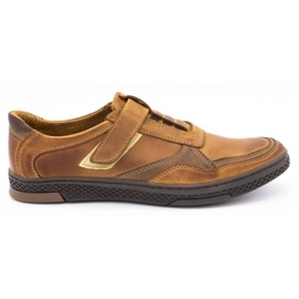 Polbut Scarpe casual da uomo in pelle 2102 cammello marrone