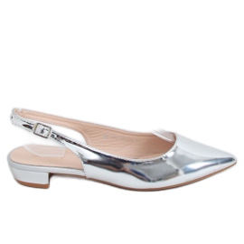 Argento MM-801 Ballerine argento con tacco aperto