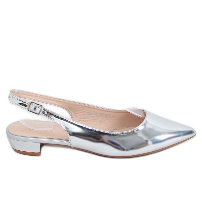 Argento MM-801 Ballerine argento con tacco aperto d'argento